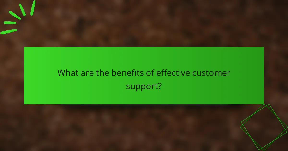 What are the benefits of effective customer support?